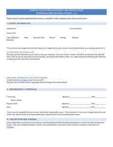 GENERAL EDUCATION ASSESSMENT AND REVIEW FORM HISTORICAL AND CULTURAL STUDIES