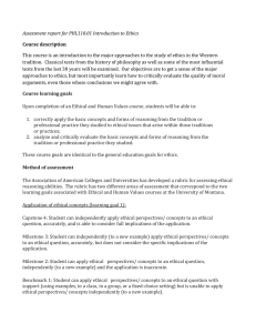Assessment report for PHL110.01 Introduction to Ethics Course description