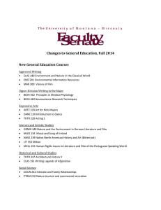 Changes to General Education, Fall 2014 New General Education Courses