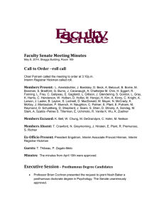 Faculty Senate Meeting Minutes  Call to Order –roll call Members Present:
