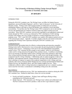 The University of Montana Writing Center Annual Report AY 2010-2011