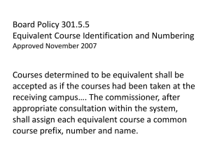 Board Policy 301.5.5 Equivalent Course Identification and Numbering