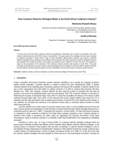Does Customer Retention Strategies Matter in the South African Cellphone... Mediterranean Journal of Social Sciences Motshedisi Elizabeth Molapo