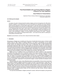 Fiscal Decentralization and Local Finance Reforms in Bulgaria: