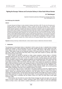 Fighting the Scourge: Violence and Curriculum Delivery in Urban South... Mediterranean Journal of Social Sciences Dr T Netshitangani MCSER Publishing, Rome-Italy