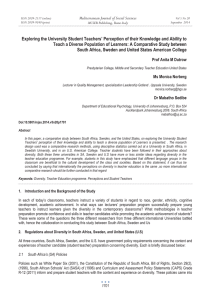 Exploring the University Student Teachers’ Perception of their Knowledge and... Teach a Diverse Population of Learners: A Comparative Study between