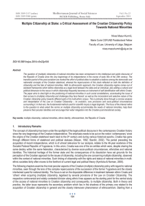 Multiple Citizenship at Stake: a Critical Assessment of the Croatian... Towards National Minorities