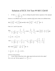 Solution of ECE 316 Test #9 S03 3/26/03 [ ] ( )