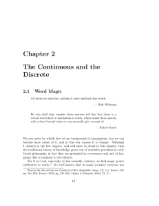 Chapter 2 The Continuous and the Discrete 2.1