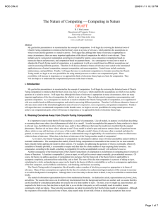 The Nature of Computing — Computing in Nature DRAFT NOC-CIN.rtf 2006/11/11 10:13 PM