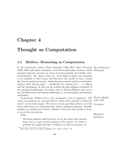 Chapter 4 Thought as Computation 4.1 Hobbes: Reasoning as Computation