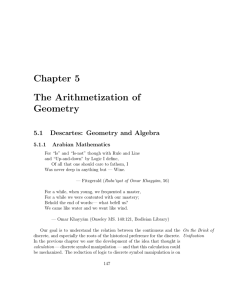 Chapter 5 The Arithmetization of Geometry 5.1