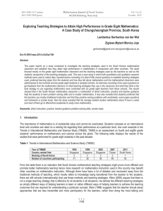 Exploring Teaching Strategies to Attain High Performance in Grade Eight... A Case Study of Chungcheongbuk Province, South Korea