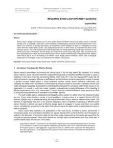 Manipulating School Culture for Effective Leadership Mediterranean Journal of Social Sciences