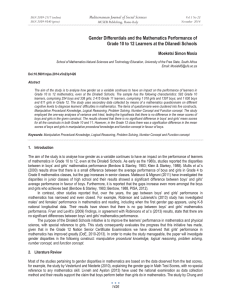 Gender Differentials and the Mathematics Performance of