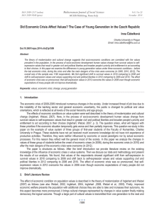 Did Economic Crisis Affect Values? The Case of Young Generation... Mediterranean Journal of Social Sciences Inna þábelková MCSER Publishing, Rome-Italy
