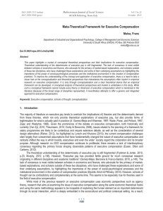 Meta-Theoretical Framework for Executive Compensation Mediterranean Journal of Social Sciences Maloa, Frans