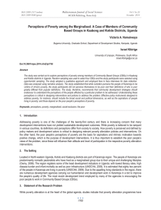 Perceptions of Poverty among the Marginalised: A Case of Members... Based Groups in Kaabong and Kotido Districts, Uganda