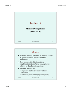 Lecture 19 Models