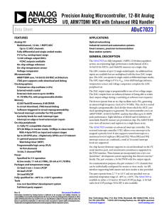 ADuC7023 Precision Analog Microcontroller, 12-Bit Analog