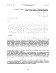 A Historical Perspective of the Persistent Problem of Lack of... English in South African Schools and Universities