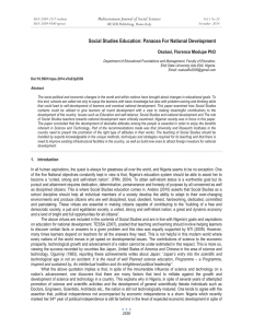 Social Studies Education: Panacea For National Development Osalusi, Florence Modupe PhD