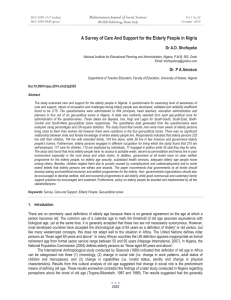 A Survey of Care And Support for the Elderly People... Mediterranean Journal of Social Sciences Dr A.D. Shofoyeke MCSER Publishing, Rome-Italy