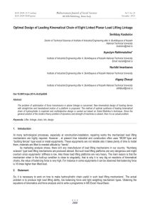 Optimal Design of Leading Kinematical Chain of Eight Linked Planar... Mediterranean Journal of Social Sciences Serikbay Kosbolov MCSER Publishing, Rome-Italy