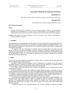 Accounting of Reserves for Impairment of Inventory Khamidullina G.I. MCSER Publishing, Rome-Italy
