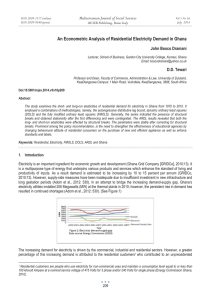 An Econometric Analysis of Residential Electricity Demand in Ghana