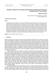 Acting Up or Opting Out: An Analytical Literature Review of... International School Truancy Studies
