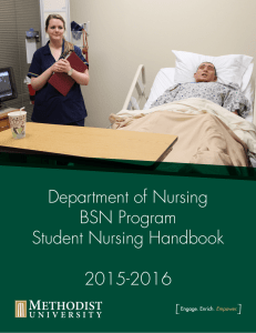 Department of Nursing BSN Program Student Nursing Handbook 2015-2016