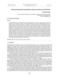 Measuring Selected M-Texting Addiction Indicators with Gender and Self-Esteem Nobukhosi Dlodlo