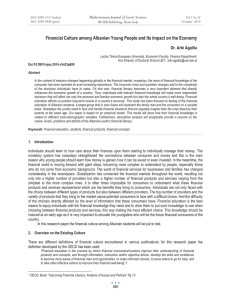 Financial Culture among Albanian Young People and Its Impact on... Mediterranean Journal of Social Sciences Dr. Arbi Agalliu MCSER Publishing, Rome-Italy