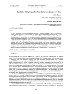 Constitution-Making Dispute Resolution Mechanisms: Lessons from Kenya Dr John Mukuna