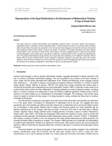 Representation of the Equal Relationship in the Development of Mathematical... A Case of Grade One’s