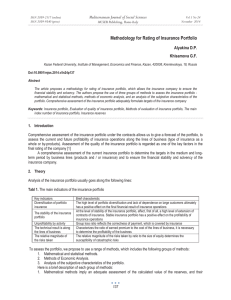 Methodology for Rating of Insurance Portfolio Mediterranean Journal of Social Sciences