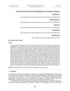 Peculiar Features of the Tatar People Migration on the Territory... Mediterranean Journal of Social Sciences Biktimirov N. MCSER Publishing, Rome-Italy