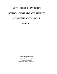METHODIST UNIVERSITY  SCHOOL OF GRADUATE STUDIES ACADEMIC CATALOGUE