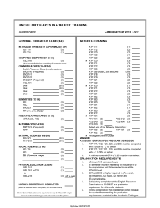 BACHELOR OF ARTS IN ATHLETIC TRAINING Student Name  ________________________________________