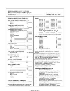 BACHELOR OF ARTS IN MUSIC With a concentration in Arts Management