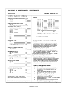 BACHELOR OF MUSIC IN MUSIC PERFORMANCE Student Name  ________________________________________