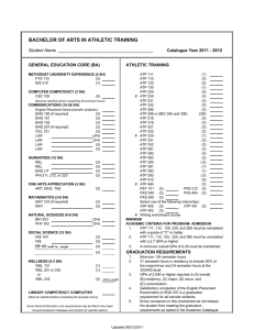 BACHELOR OF ARTS IN ATHLETIC TRAINING Student Name  ________________________________________