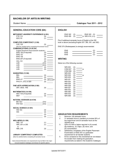 BACHELOR OF ARTS IN WRITING Student Name  ________________________________________
