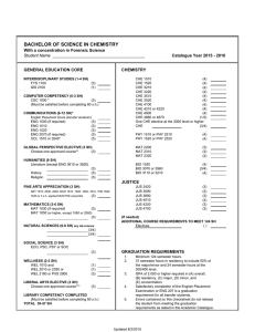 BACHELOR OF SCIENCE IN CHEMISTRY With a concentration in Forensic Science