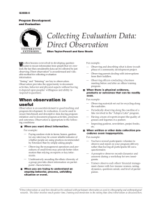 Collecting Evaluation Data: Direct Observation W Program Development