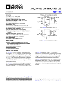 20 V, 300 mA, Low Noise, CMOS LDO ADP7102 Data Sheet FEATURES
