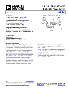 5 V, 3 A, Logic Controlled High-Side Power Switch ADP196 Data Sheet