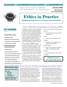 Ethics in Practice New Website Completed in Spring 2003