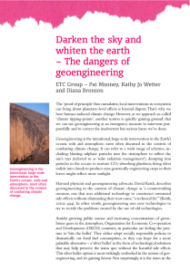 Darken the sky and whiten the earth – The dangers of geoengineering